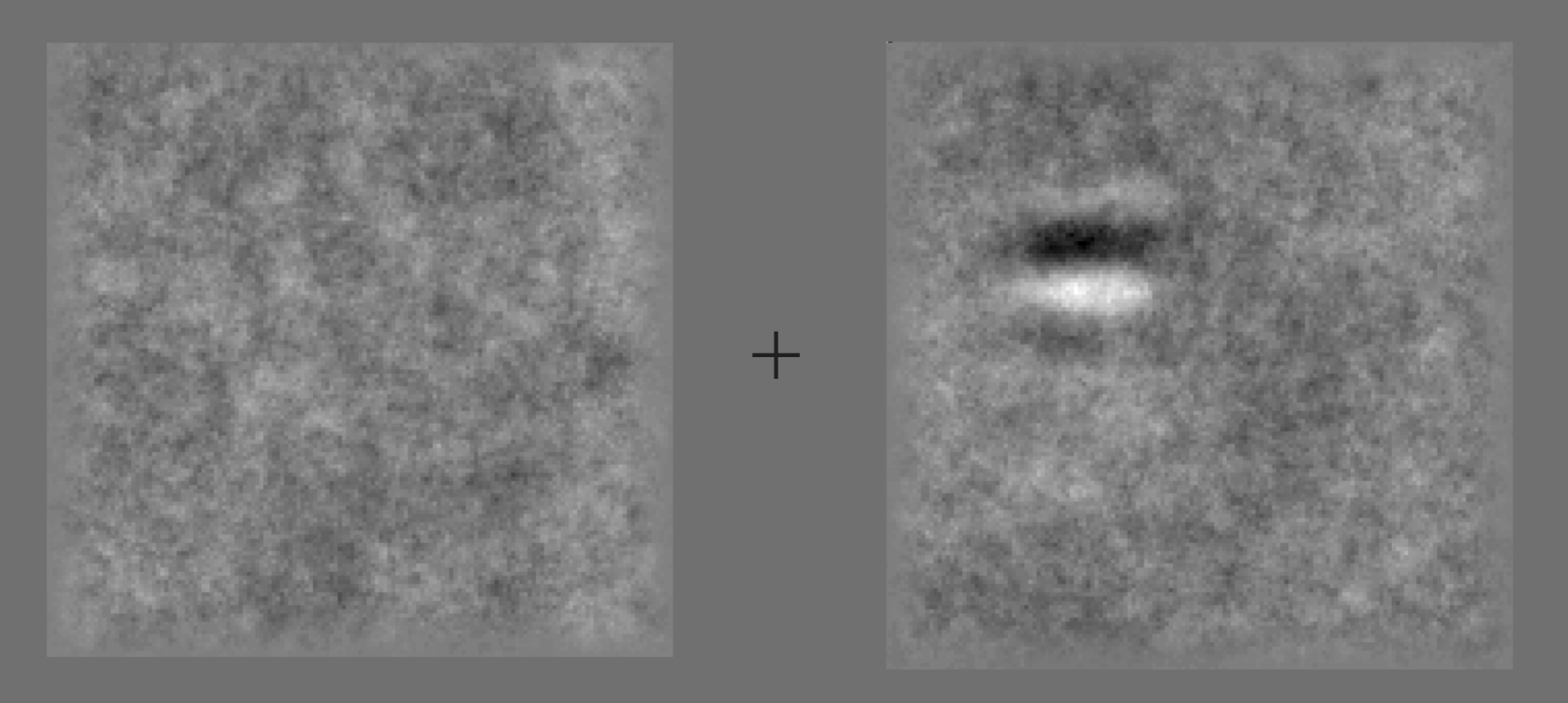 diagram of stimuli - two gray squares, one of which has a little black and white stripe in it. 